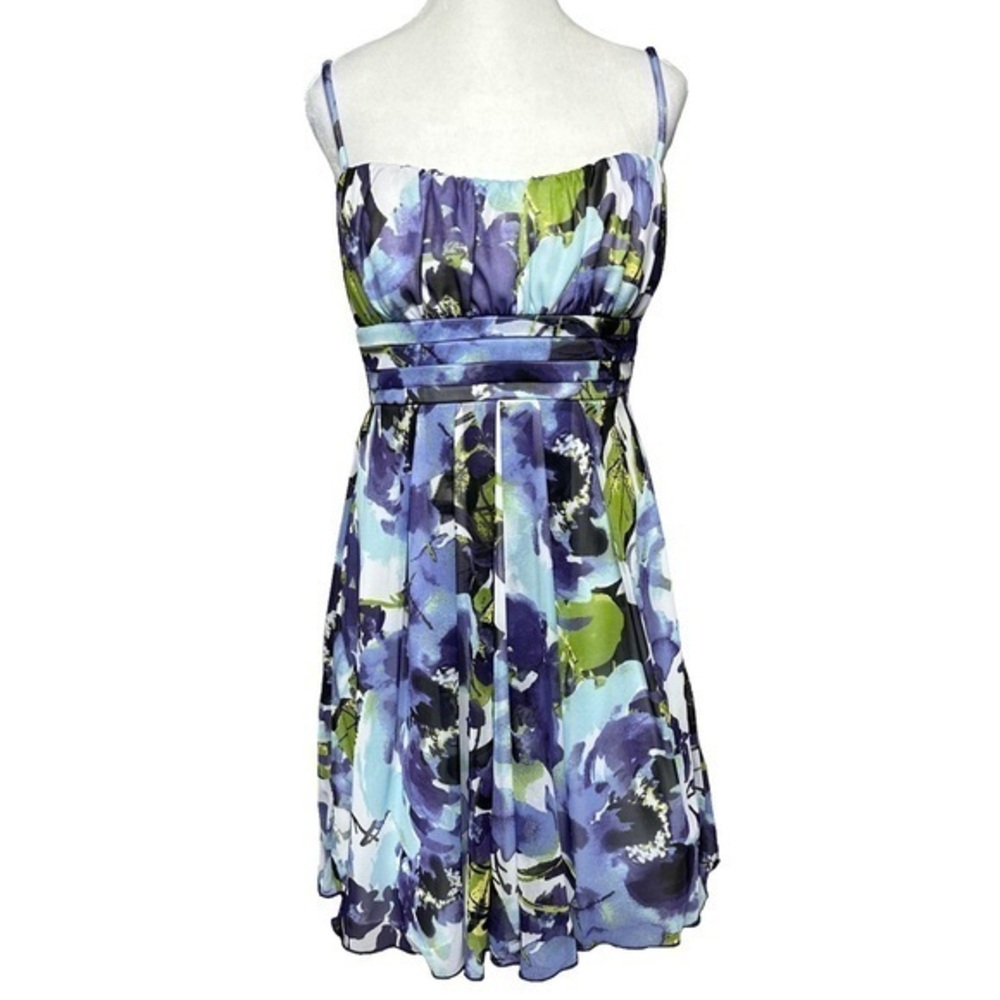 IZ Byer Watercolor Floral Party Mini Dress Babydoll Y2K Spring Tulle Junior’s XL